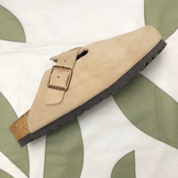 NWT Women's Latte Cream Suede Birkenstock Boston Shoes - Narrow Fit - Picture 5 of 8